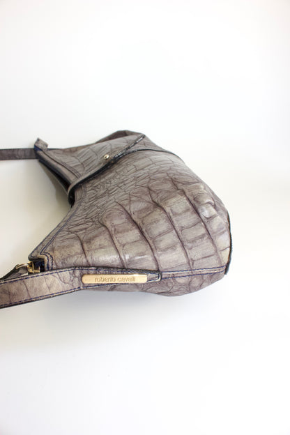 Roberto Cavalli grey leather baguette