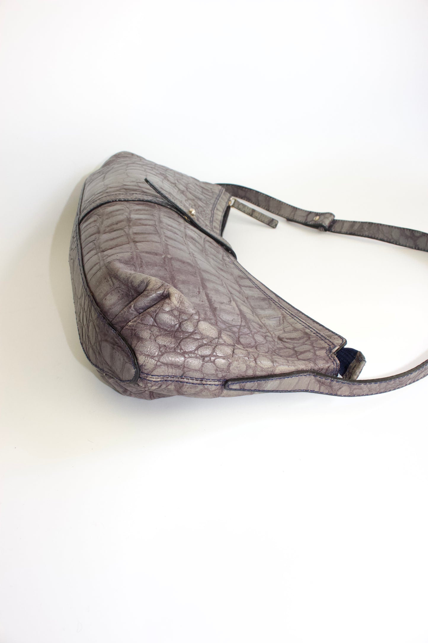 Roberto Cavalli grey leather baguette