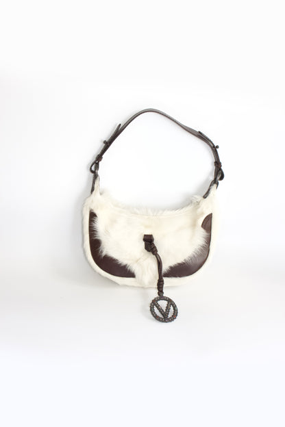 Valentino Garavani white fur shoulder bag
