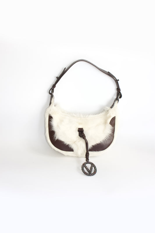 Valentino Garavani white fur shoulder bag