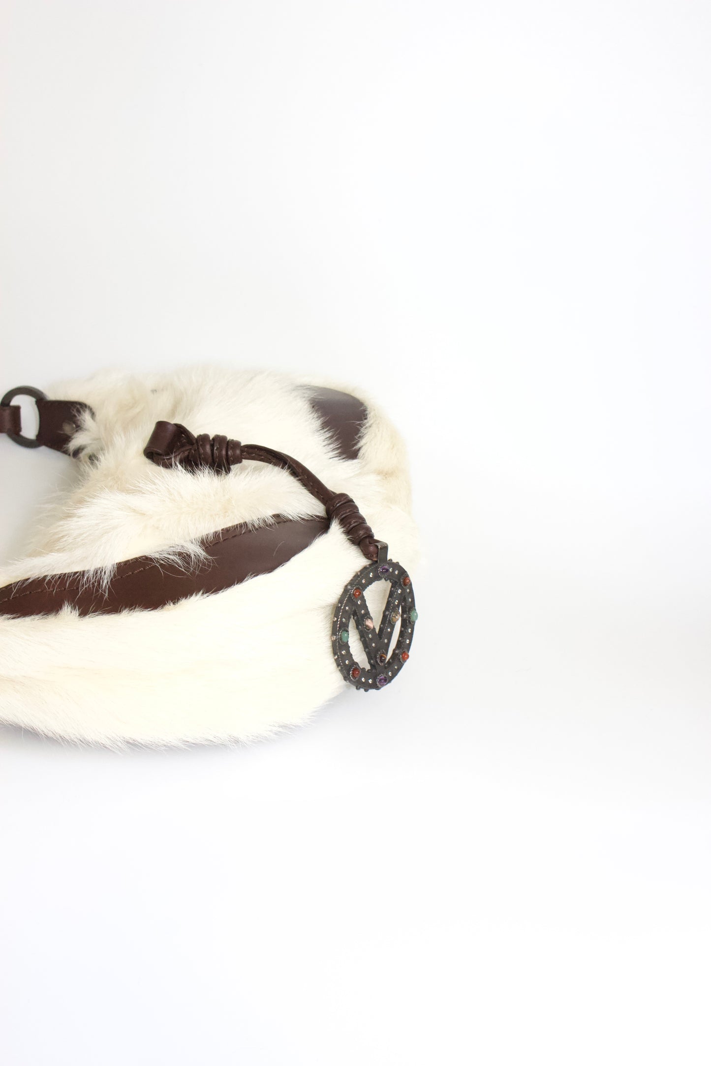 Valentino Garavani white fur shoulder bag