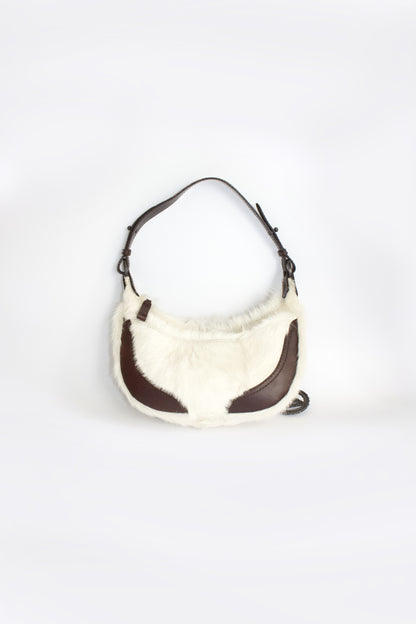 Valentino Garavani white fur shoulder bag