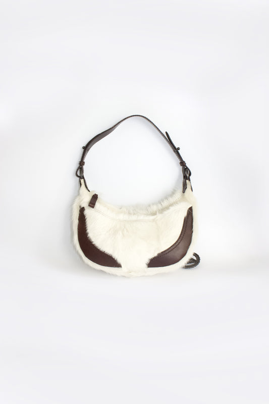 Valentino Garavani white fur shoulder bag