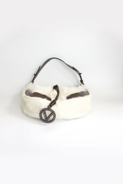 Valentino Garavani white fur shoulder bag
