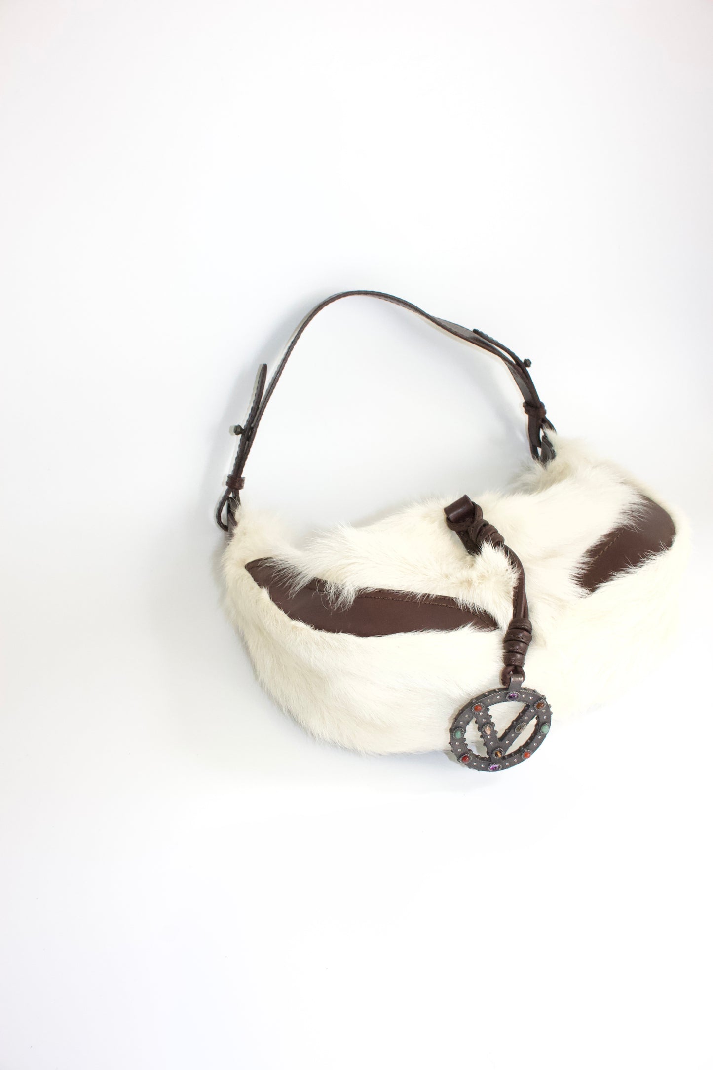 Valentino Garavani white fur shoulder bag