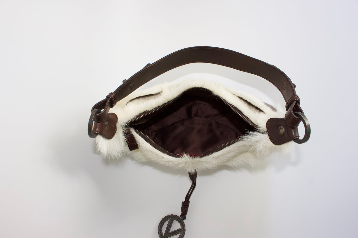 Valentino Garavani white fur shoulder bag