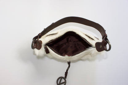 Valentino Garavani white fur shoulder bag