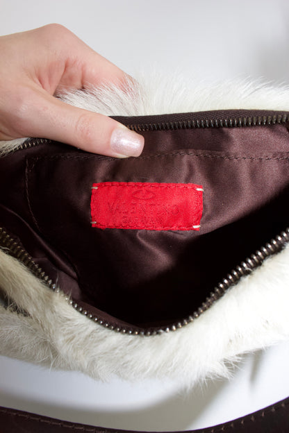 Valentino Garavani white fur shoulder bag
