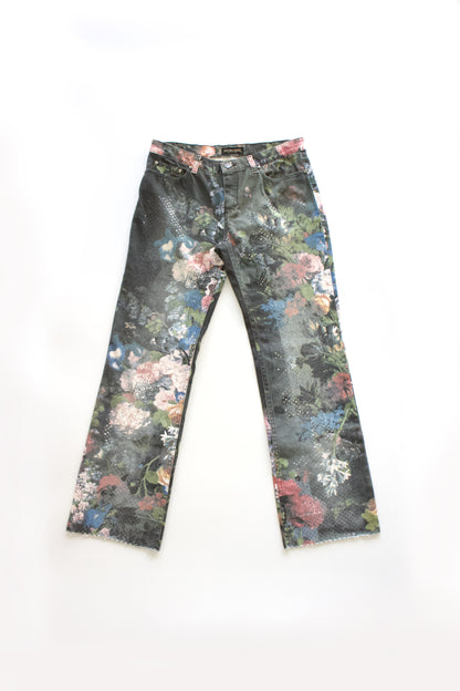 Roberto Cavalli FW 1994 floral jeans