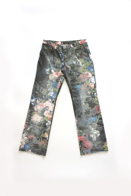 Roberto Cavalli FW 1994 floral jeans