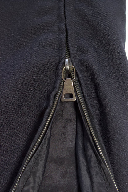 Prada black wool pencil skirt with zippable slit