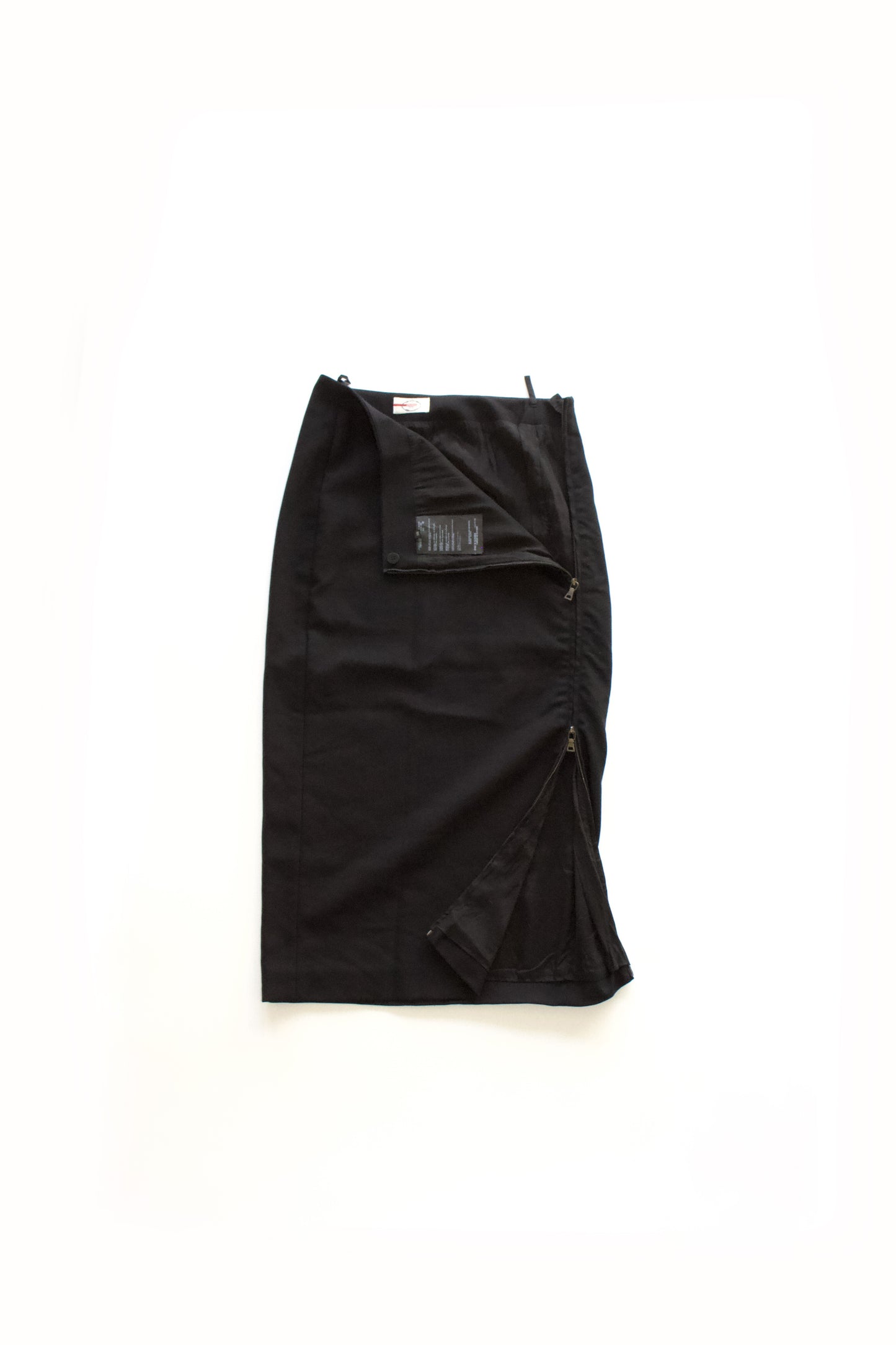 Prada black wool pencil skirt with zippable slit