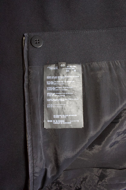 Prada black wool pencil skirt with zippable slit