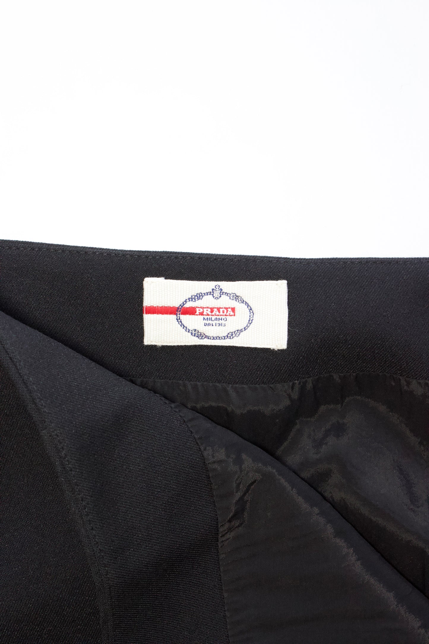 Prada black wool pencil skirt with zippable slit