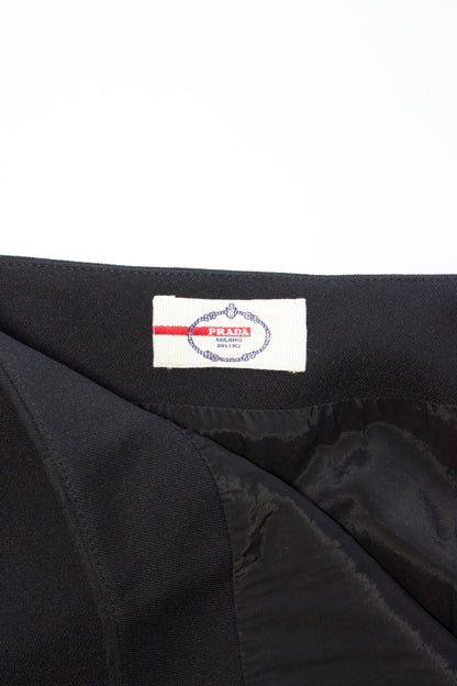 Prada black wool pencil skirt with zippable slit