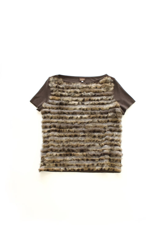 GF Ferre t-shirt with fur appliqué