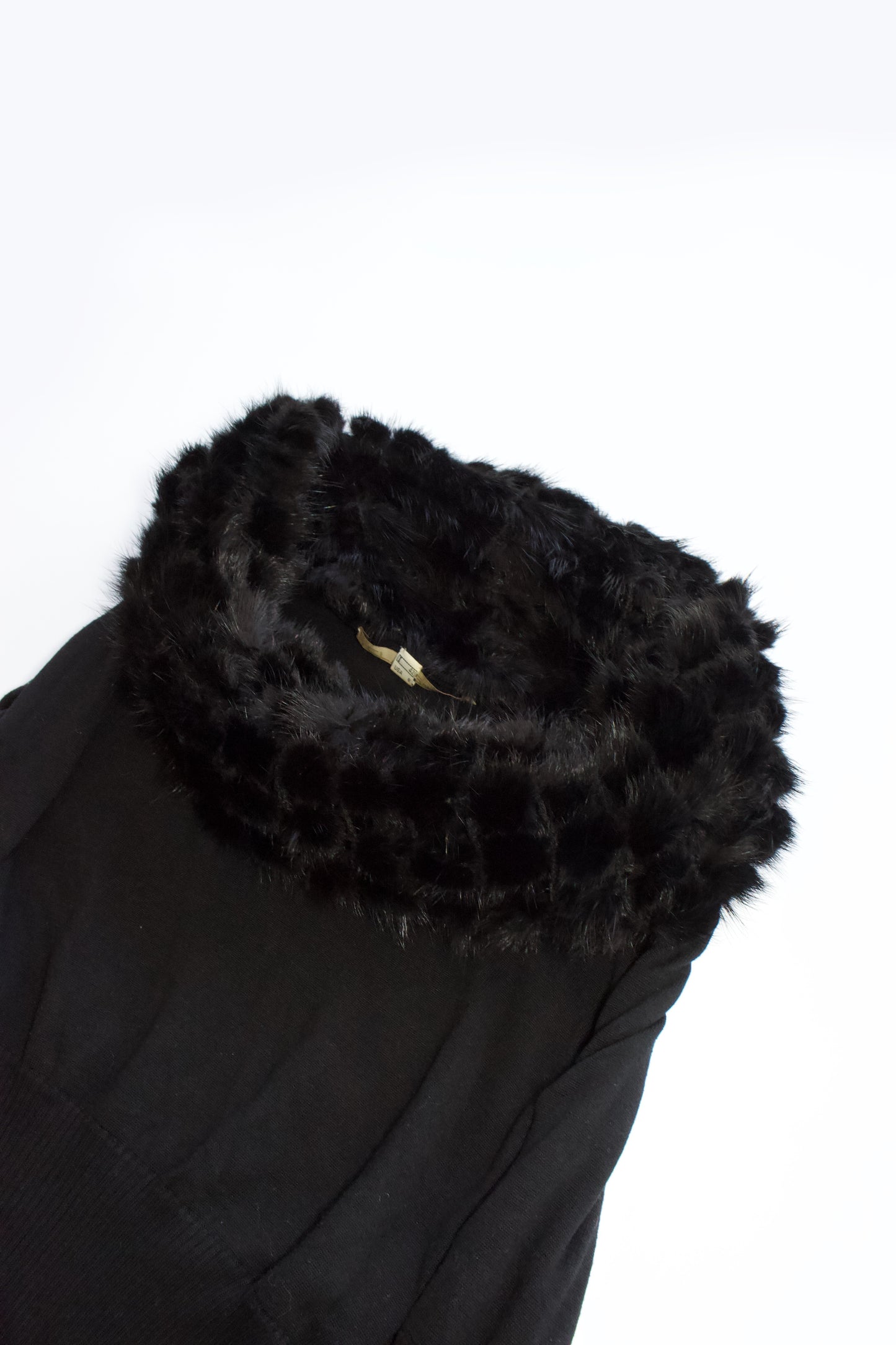 Roberto Cavallli black top with mink fur collar