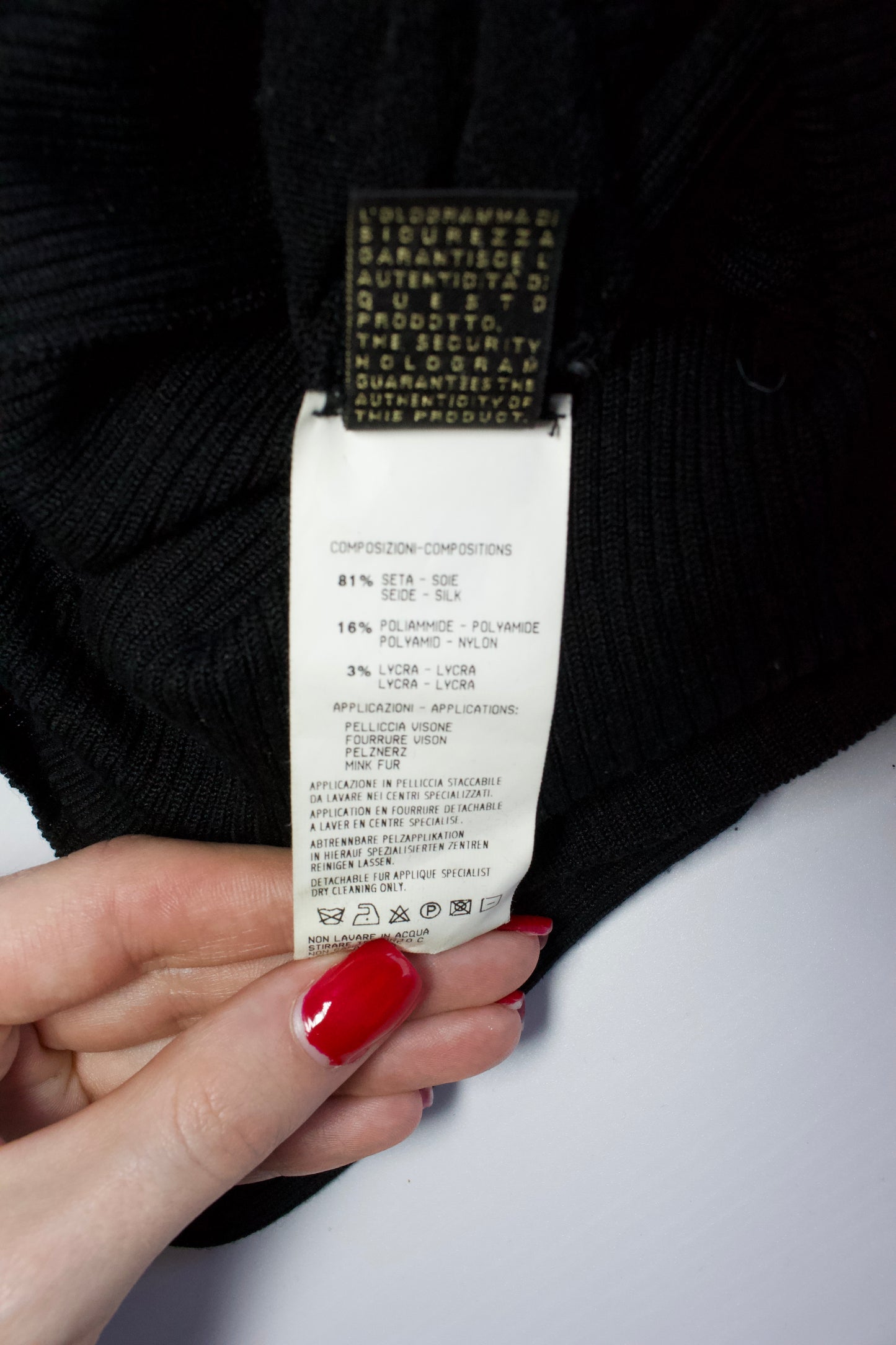 Roberto Cavallli black top with mink fur collar