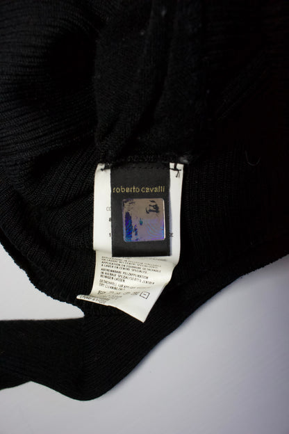 Roberto Cavallli black top with mink fur collar