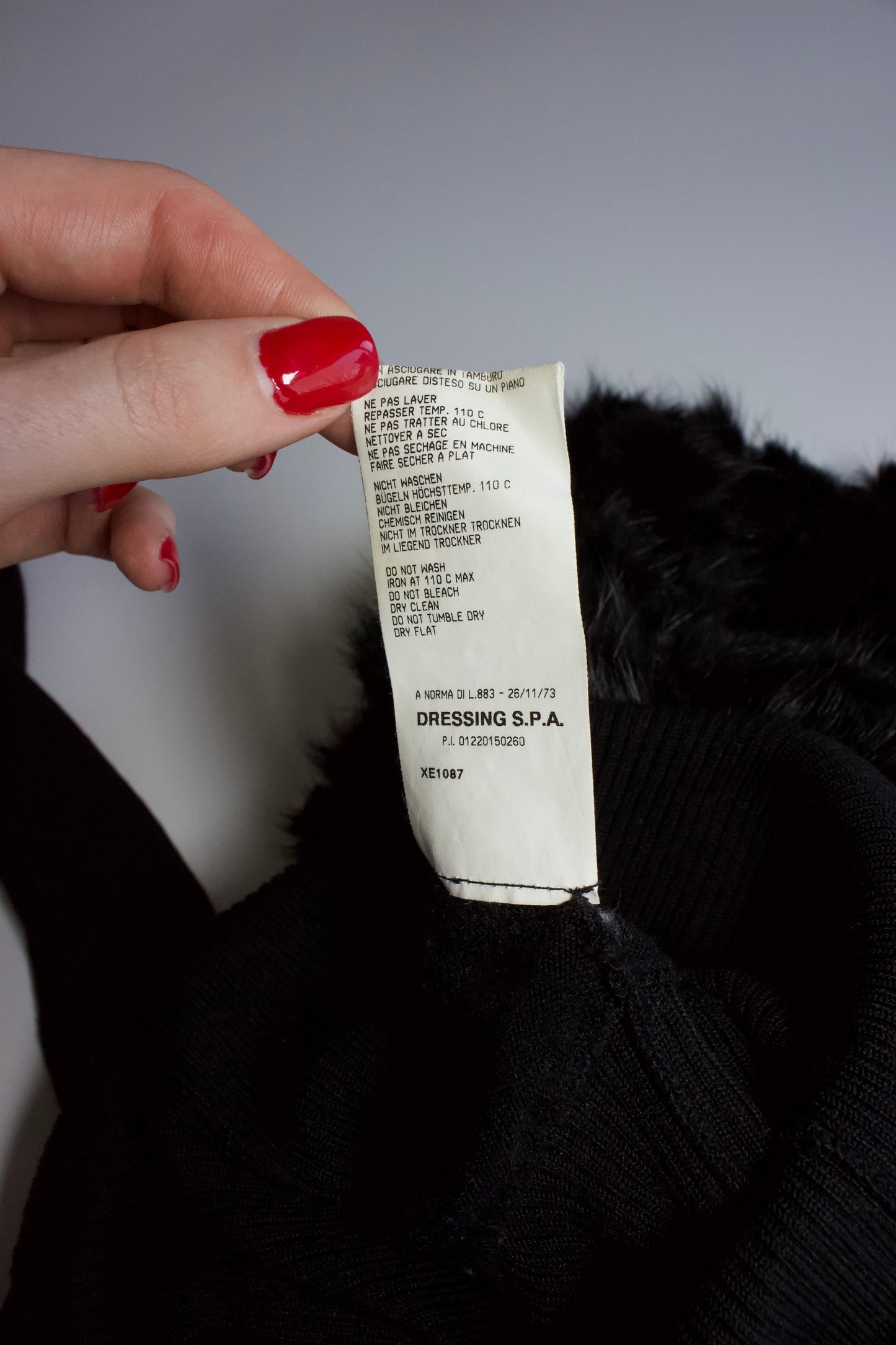 Roberto Cavallli black top with mink fur collar