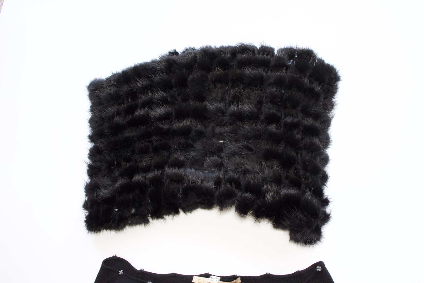 Roberto Cavallli black top with mink fur collar