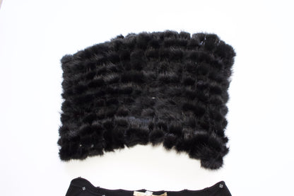 Roberto Cavallli black top with mink fur collar