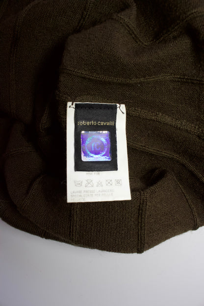 Roberto Cavalli brown top with mink fur sleeve