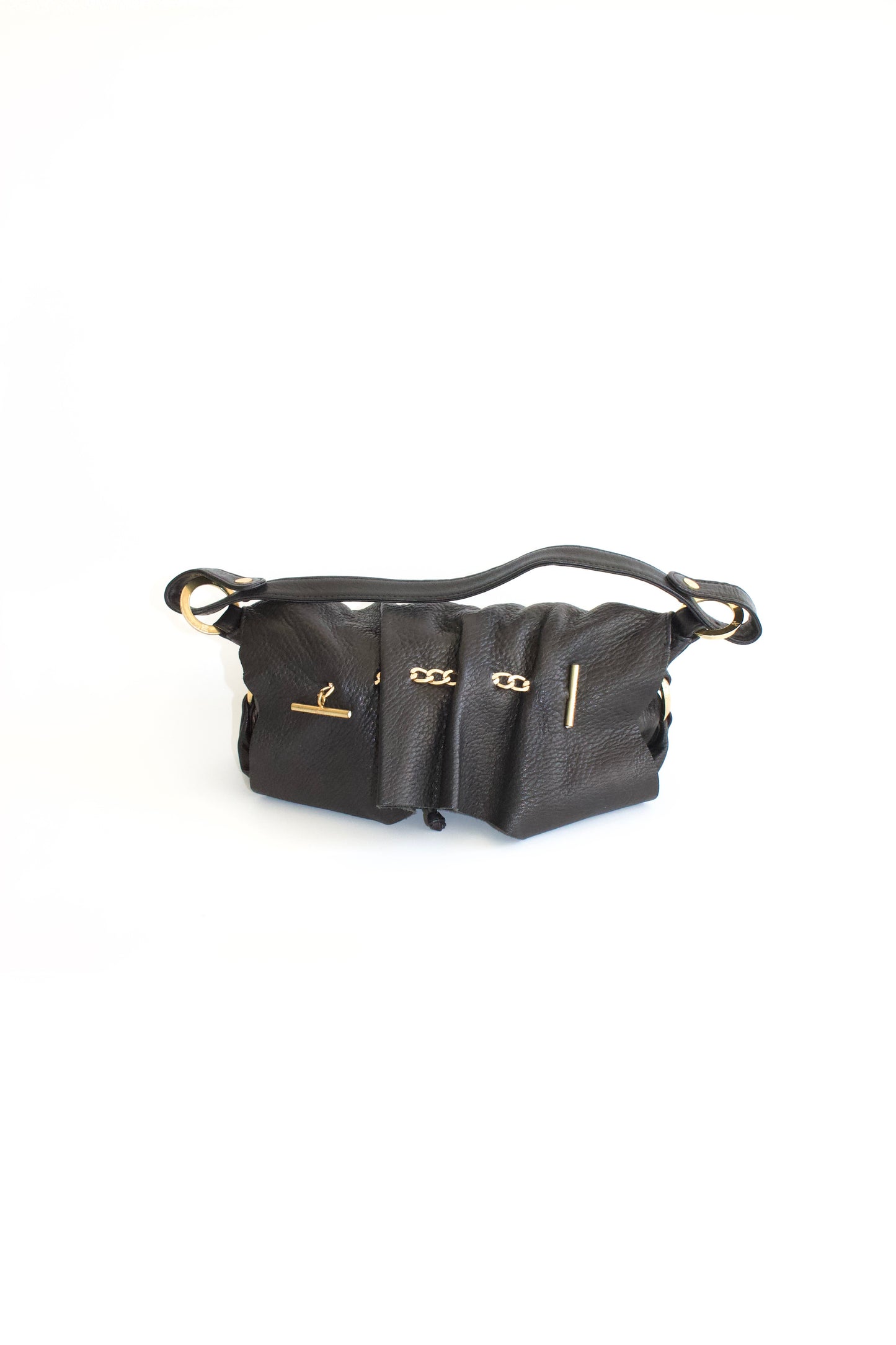 Roberto Cavalli 2000s pleated black leather bag