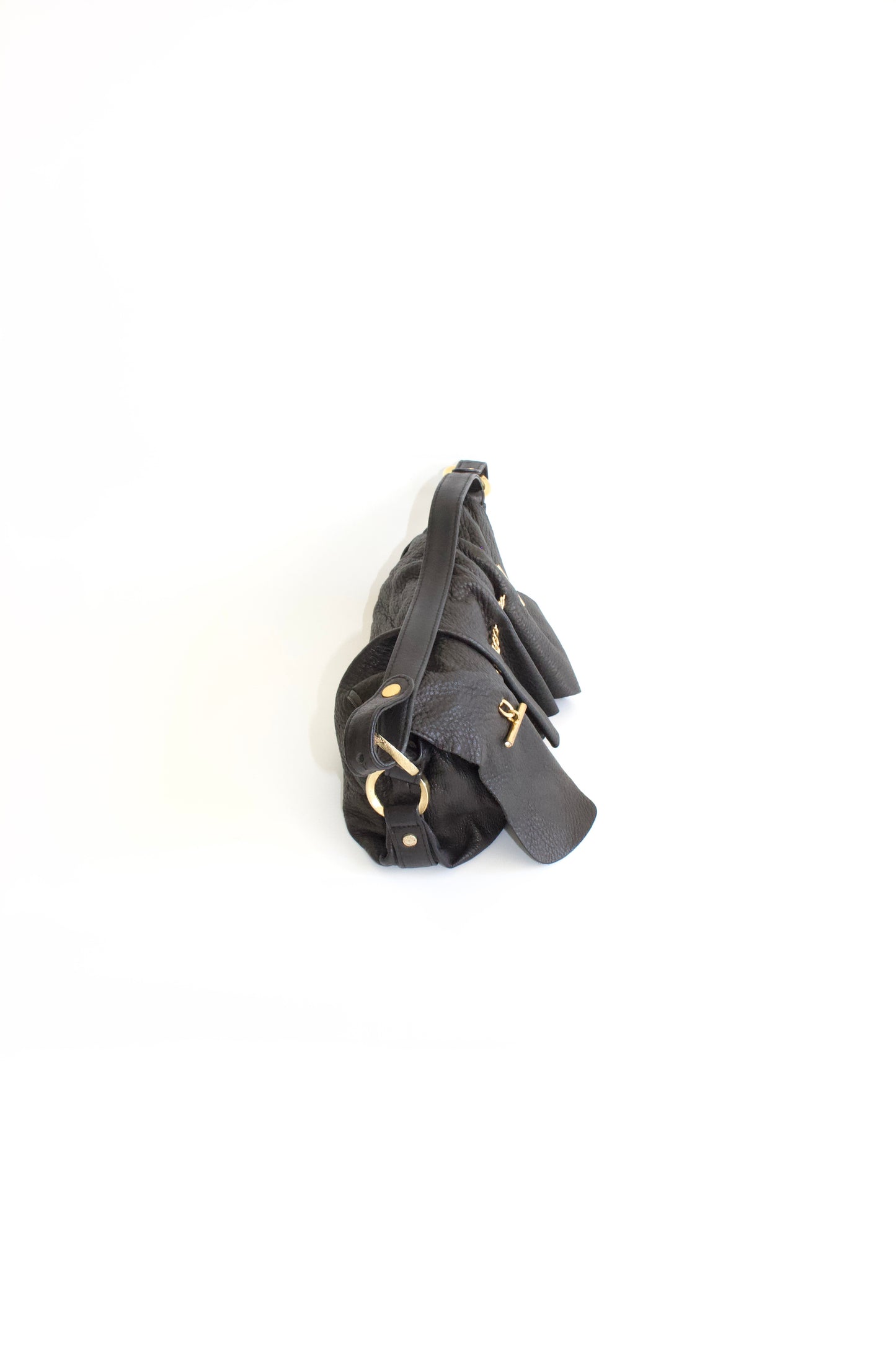 Roberto Cavalli 2000s pleated black leather bag