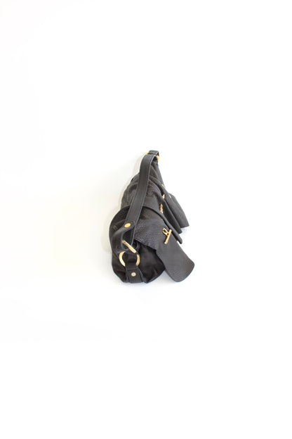 Roberto Cavalli 2000s pleated black leather bag