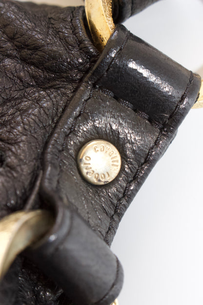 Roberto Cavalli 2000s pleated black leather bag