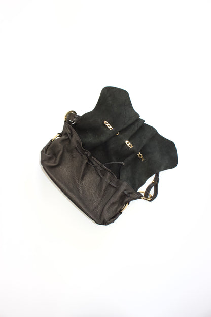 Roberto Cavalli 2000s pleated black leather bag