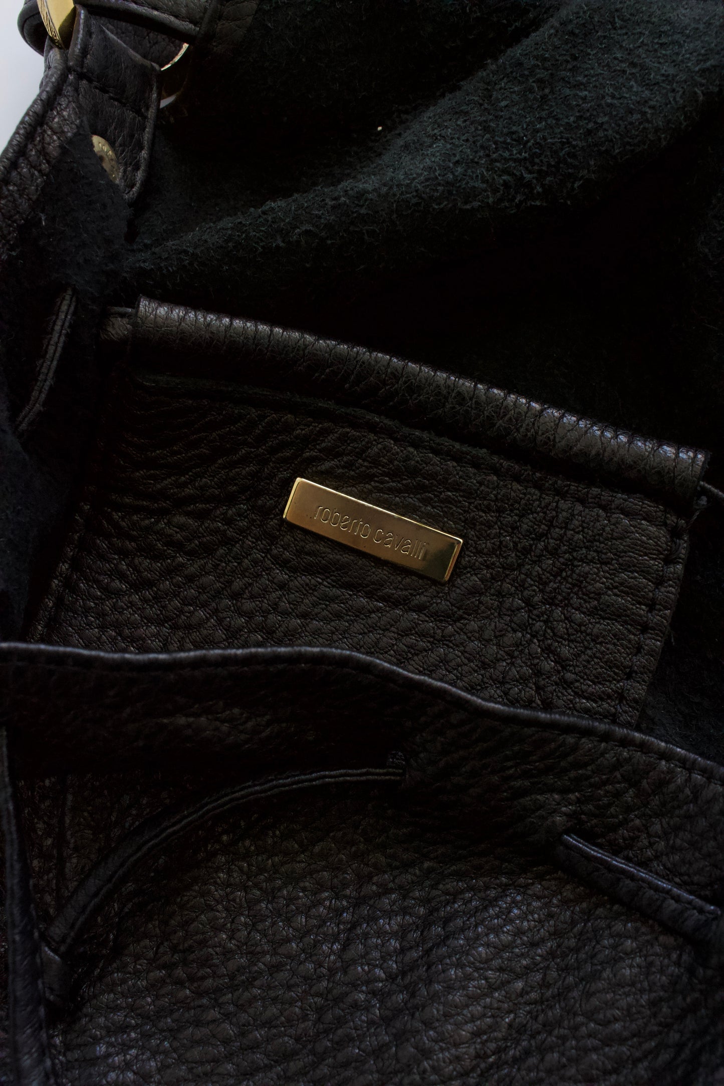 Roberto Cavalli 2000s pleated black leather bag