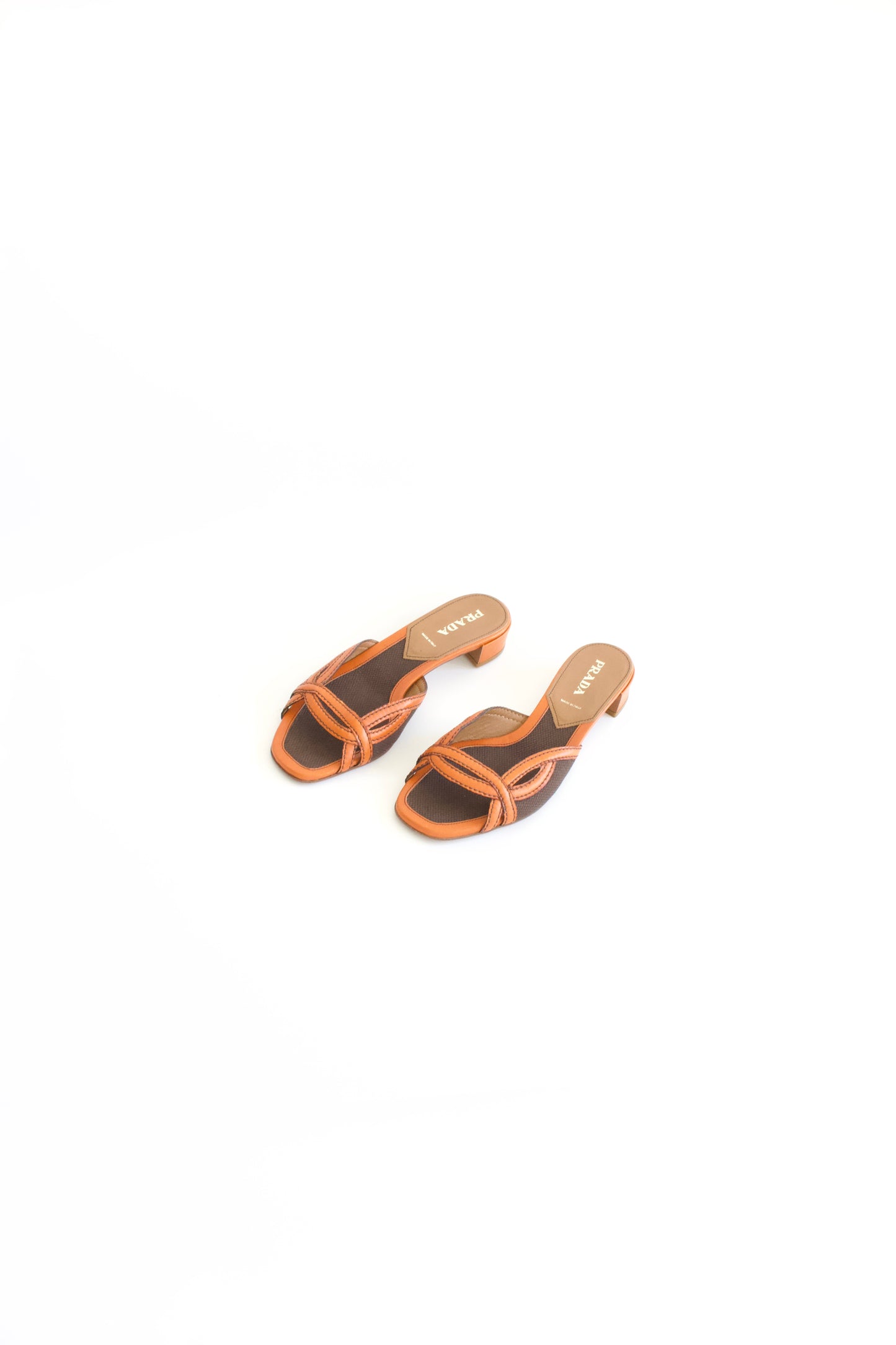Prada 2000s brown and orange slippers