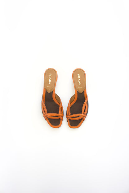 Prada 2000s brown and orange slippers