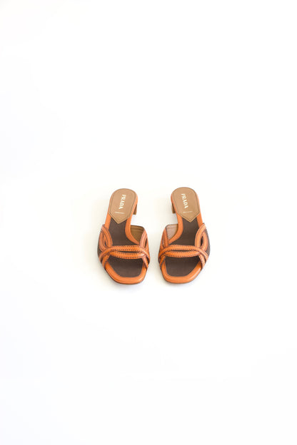 Prada 2000s brown and orange slippers