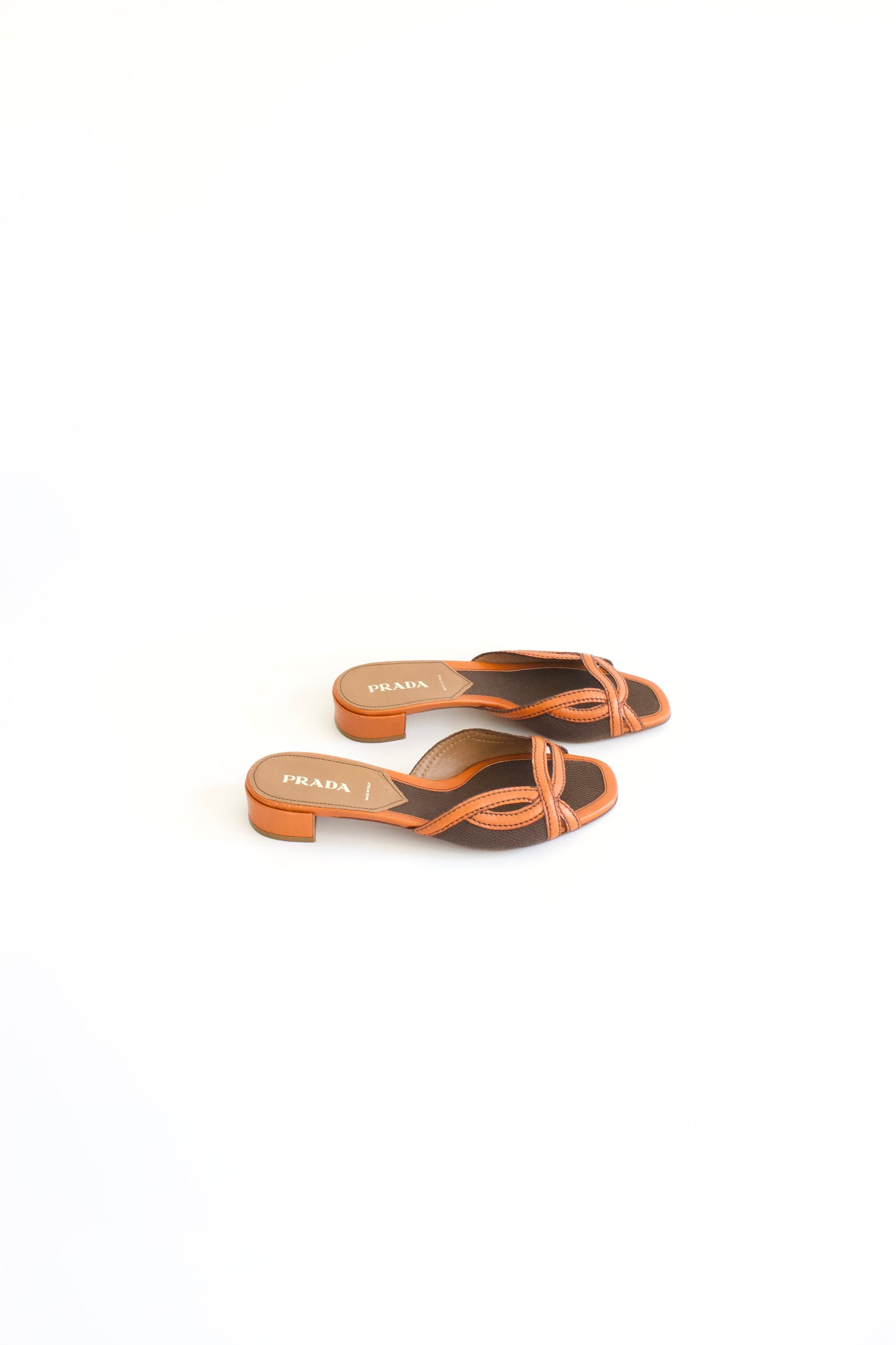 Prada 2000s brown and orange slippers
