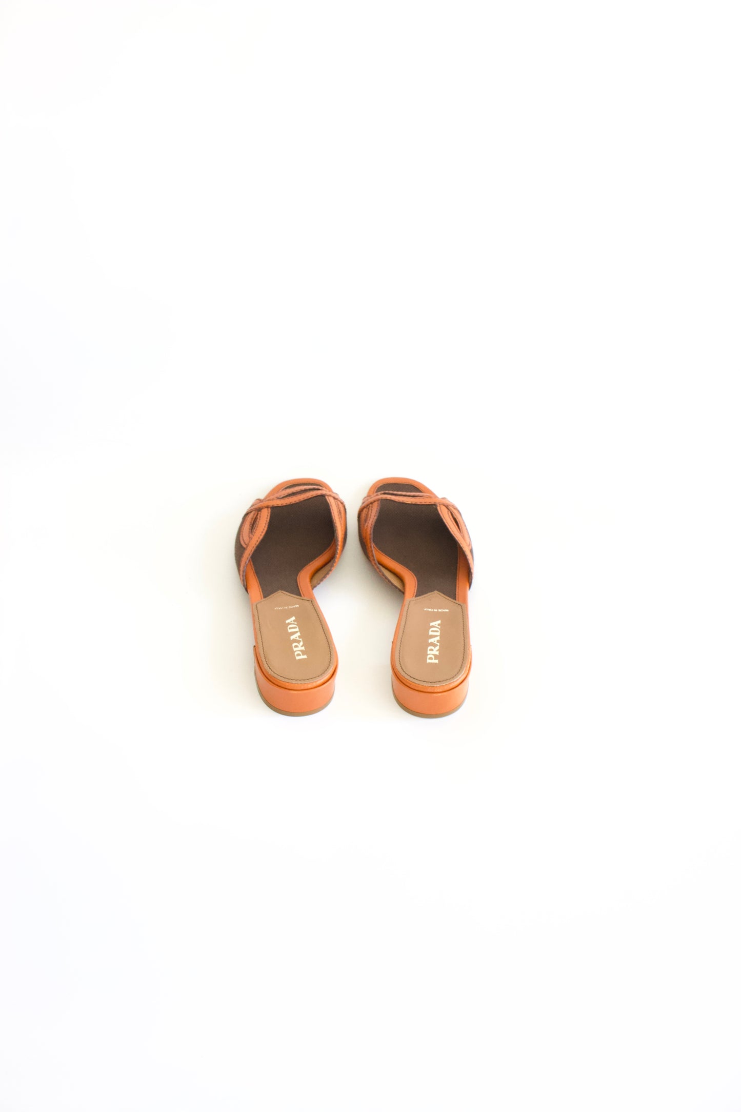 Prada 2000s brown and orange slippers