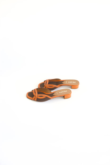 Prada 2000s brown and orange slippers