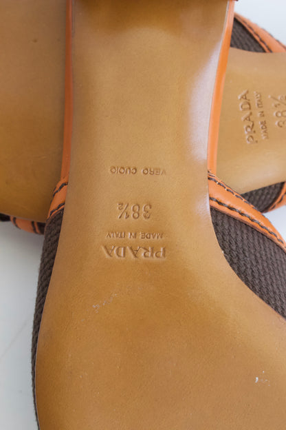 Prada 2000s brown and orange slippers