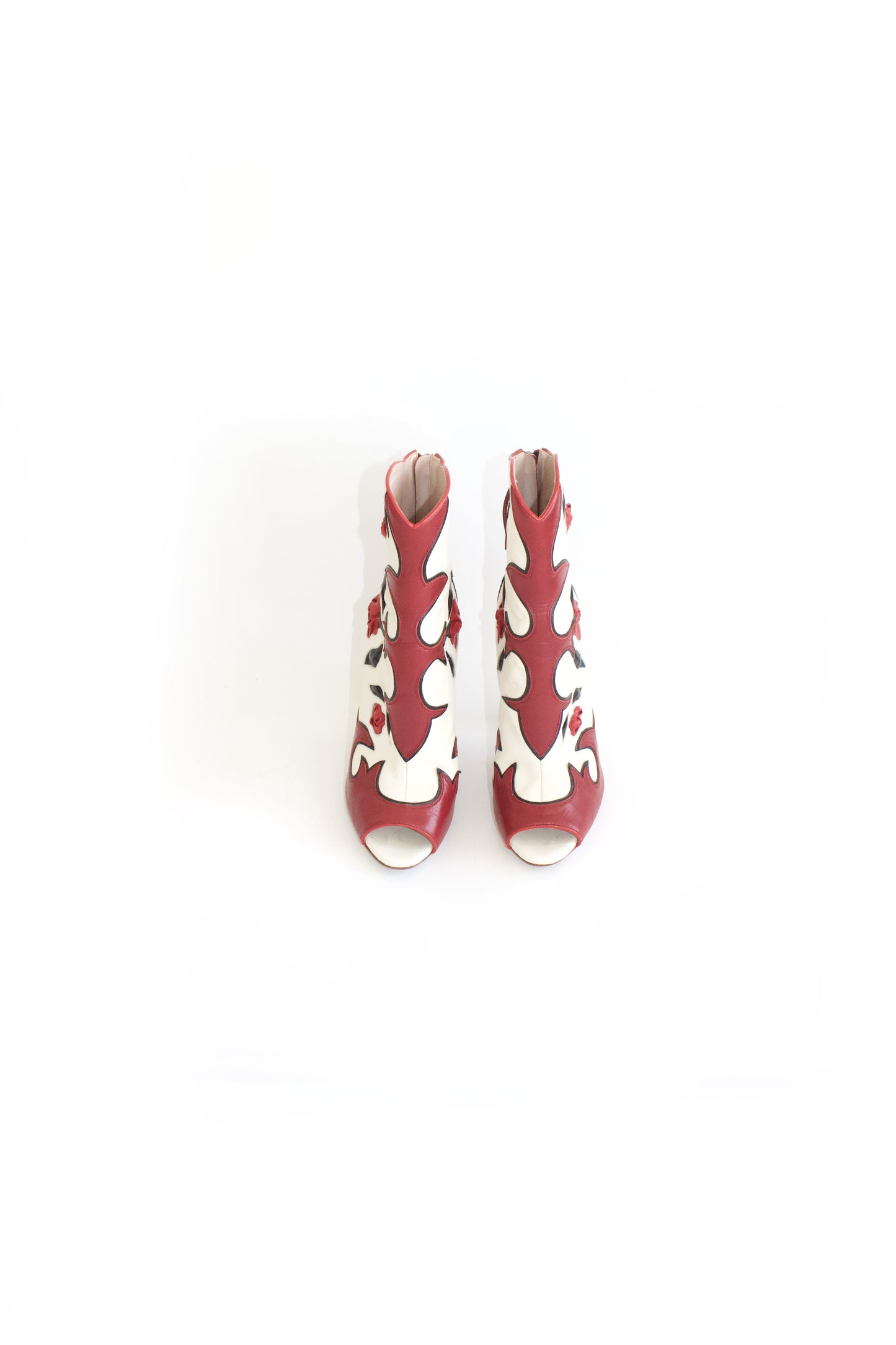 Miu Miu SS 2012 white open-toe boots with roses