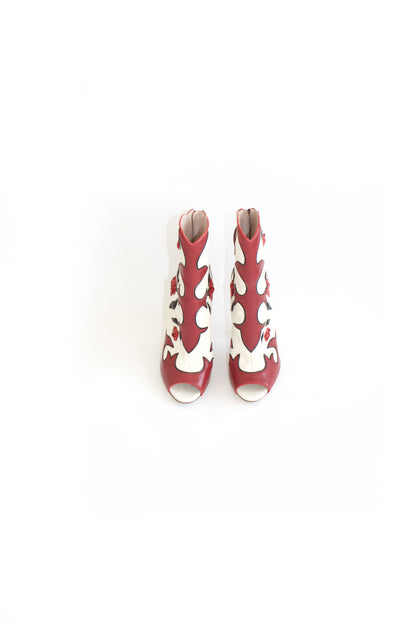 Miu Miu SS 2012 white open-toe boots with roses