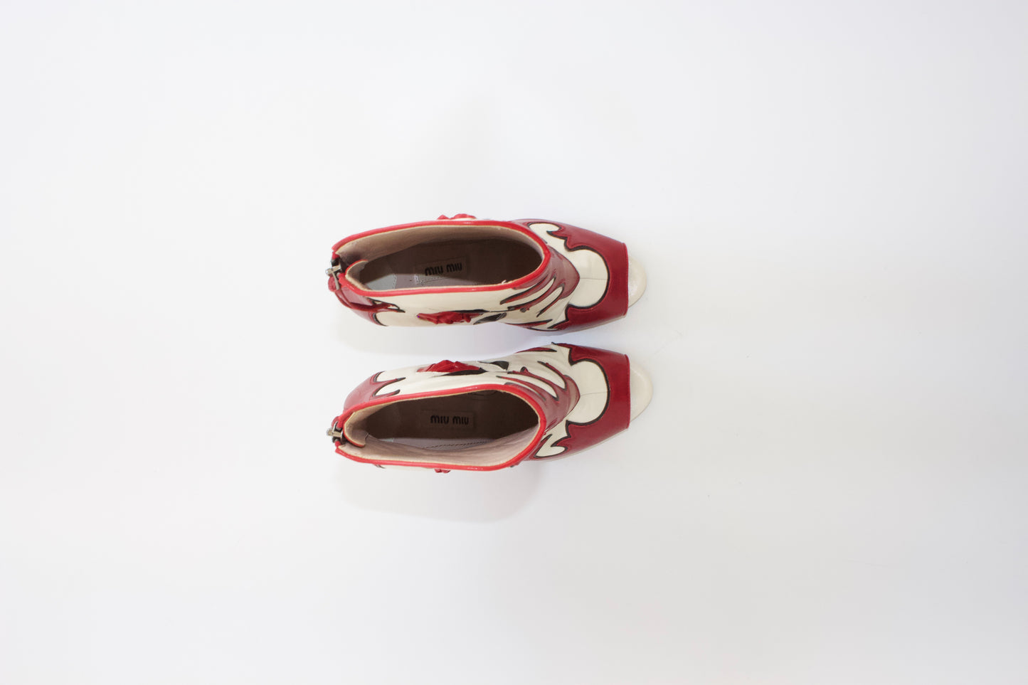 Miu Miu SS 2012 white open-toe boots with roses