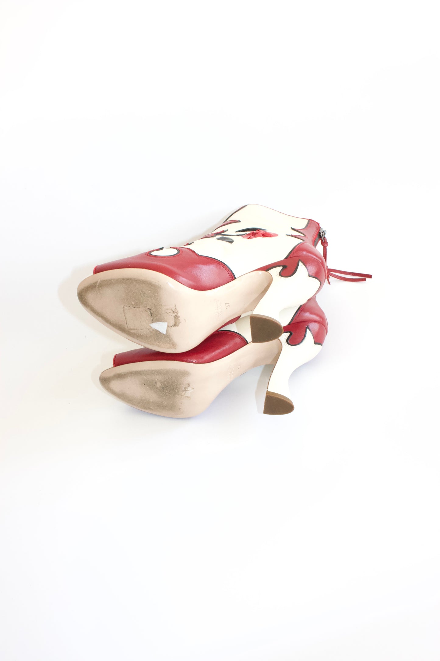 Miu Miu SS 2012 white open-toe boots with roses