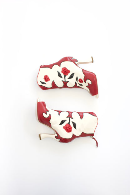 Miu Miu SS 2012 white open-toe boots with roses