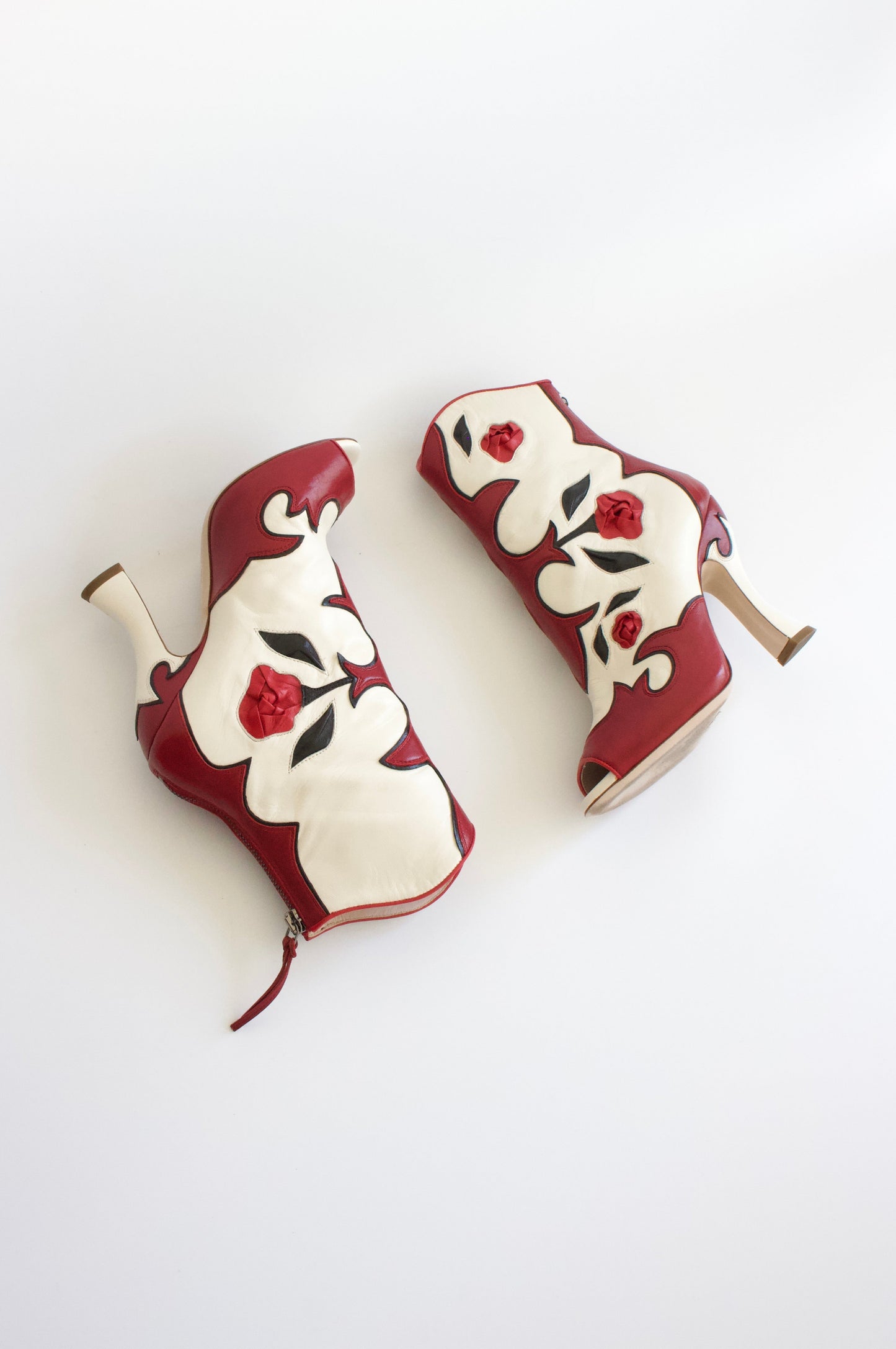 Miu Miu SS 2012 white open-toe boots with roses