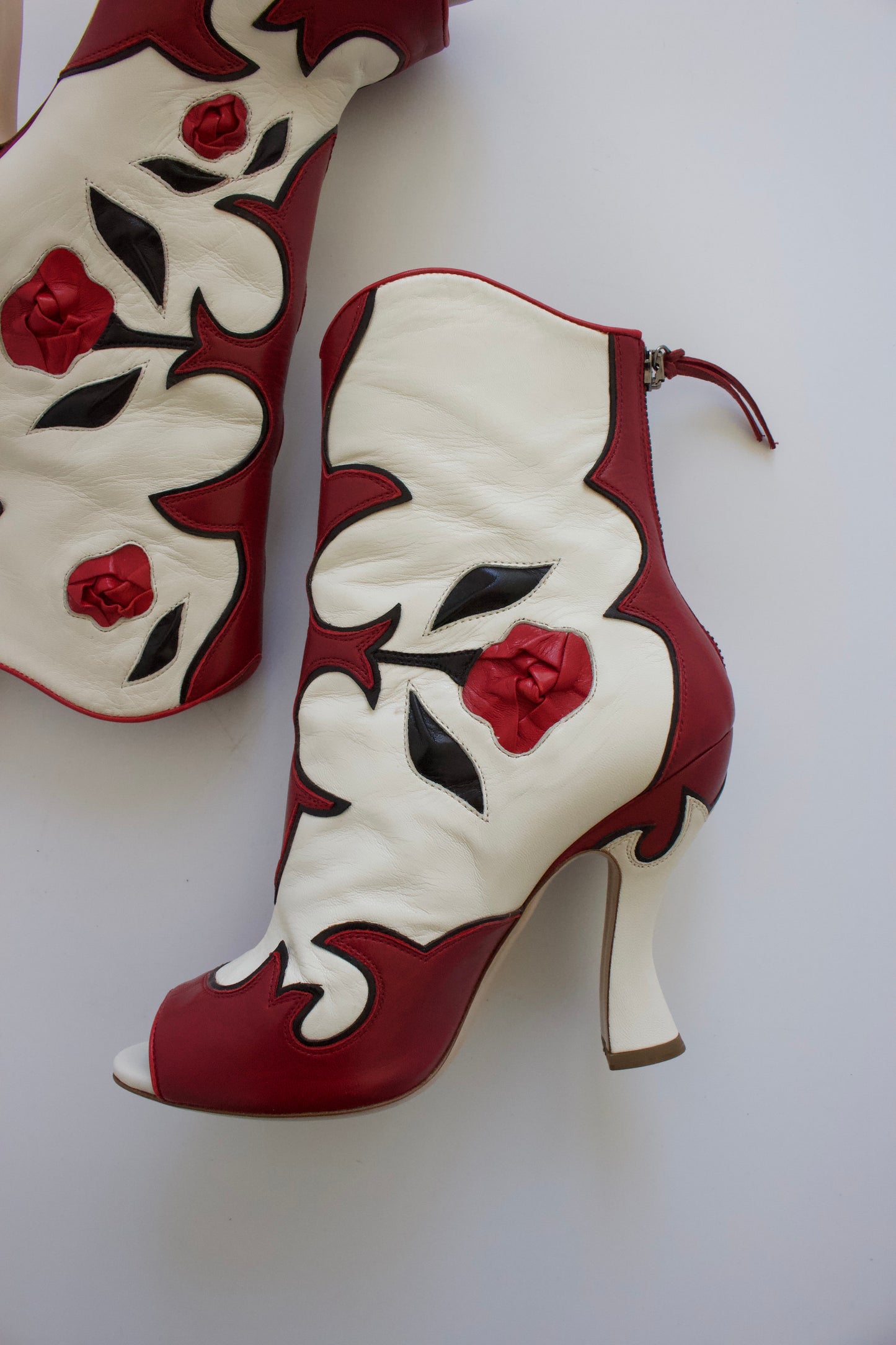 Miu Miu SS 2012 white open-toe boots with roses