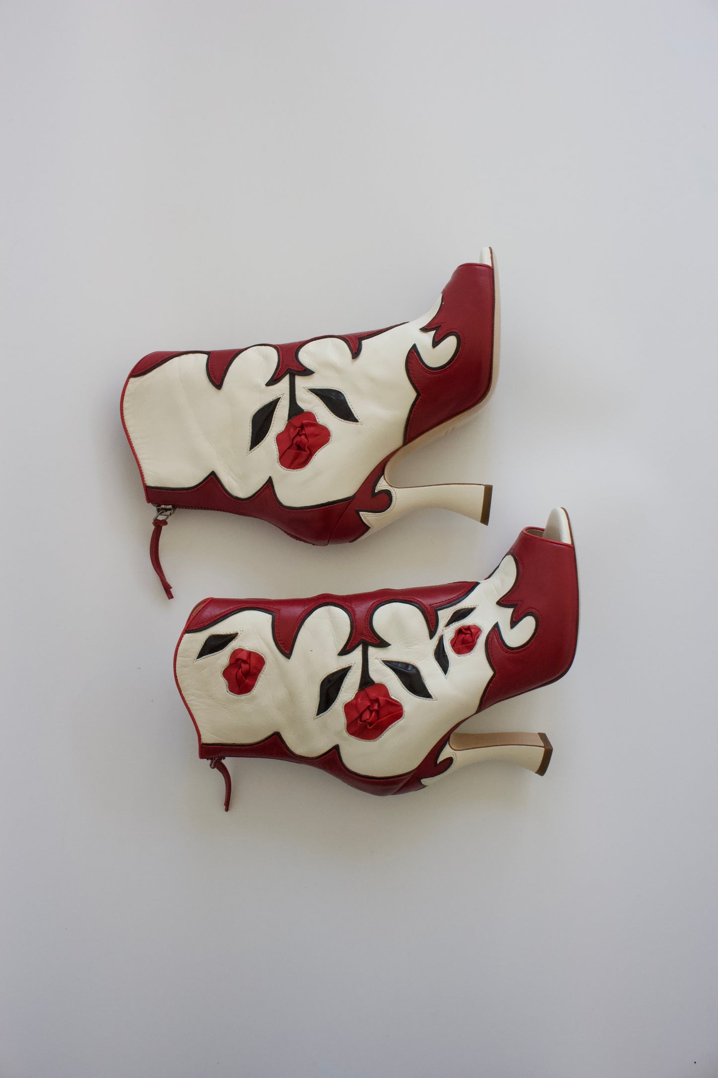 Miu Miu SS 2012 white open-toe boots with roses