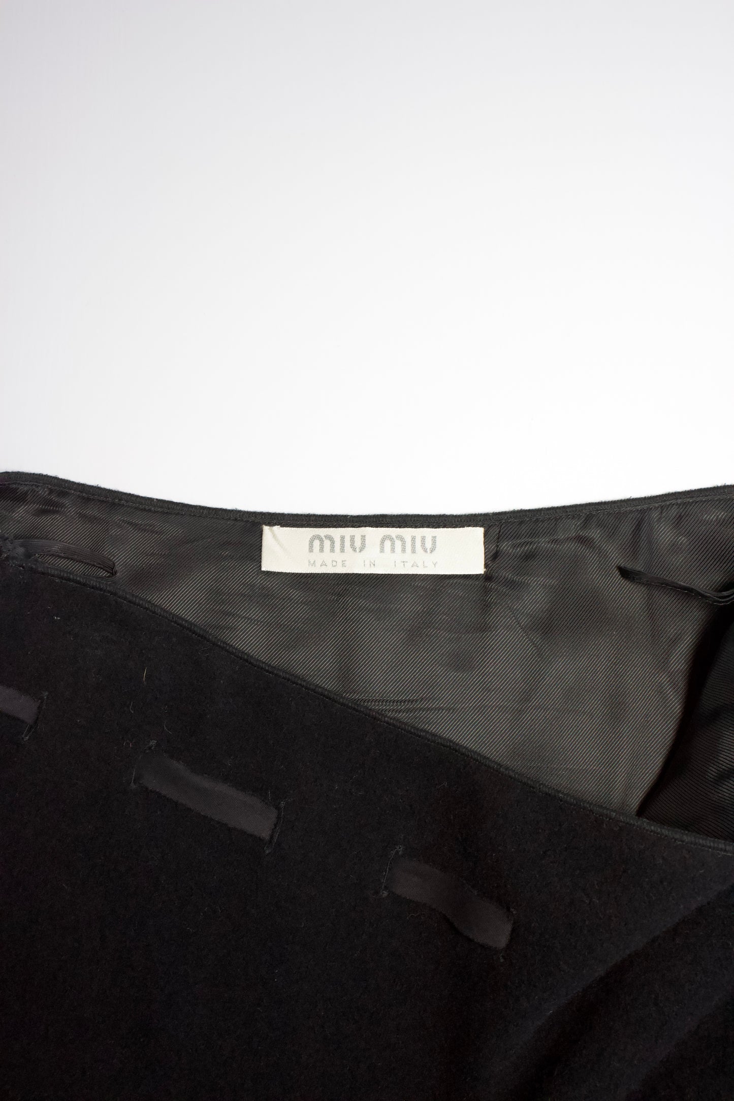 Miu Miu FW 1996 black wool skirt