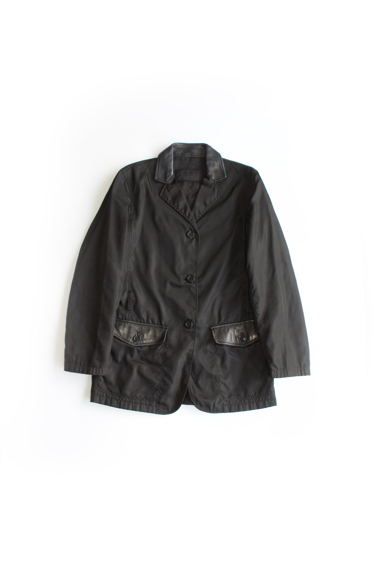 Prada FW 1994 black nylon & leather blazer